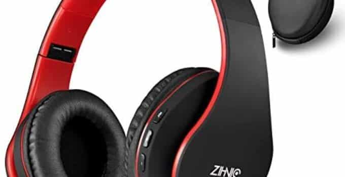 Bluetooth Headphones Over-Ear, Zihnic Foldable Wireless and Wired Stereo Headset Micro SD/TF, FM for Cell Phone,PC,Soft Earmuffs &Light Weight for Prolonged Wearing (Black/red)