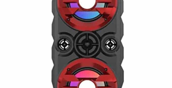 Dual 4″ Portable Bluetooth Speaker with Light/Radio/AUX/USB/TF Port/MIC, Loud Stereo Sound, Rich Bass, Built-in 1200mAh Battery, Long Battery Life,Dustproof (Red)