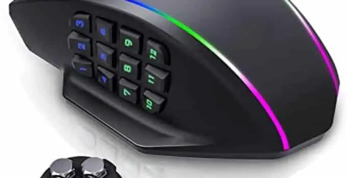 RGB MMO Gaming Mouse, High-Precision 16000DPI Optical Sensor, Dacoity Wired PC Gaming Mice with Side Buttons[RGB LED][Weight Tuning], 20 Programmable Buttons & Fire Button MMO Mouse for Windows PC Mac