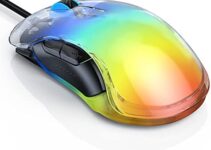 RGB Wired Mouse Gaming,Backlit PC Optical Computer Mouse, 7 Adjustable DPI Up to 12400, Lightweight Mouse, 7 Buttons, Ergonomic Gamer Mice for Windows/Laptop/PC/Mac OS, Translucent LED Backlight Black