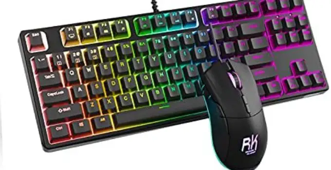 RK ROYAL KLUDGE RGB 60% Mechanical Keyboard and Mouse Combo, RK987 Wired Compact 87 Keys Gaming Keyboard Brown Switch, RK168 RGB Backlit 7200 DPI (6 Levels Adjustable) Wired Gaming Mouse(Black Set)