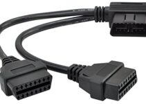 iKKEGOL 30cm/12 Right Angle OBD2 OBD II Y Splitter Cable 1x Male and 2X Female J1962 Port Cord Adapter