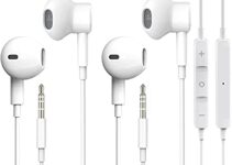 2 Pack Wired Earbuds Headphones, 3.5mm Earphones with Microphone for iPhone Headphones, Noise Isolating Volume Control Stereo Bass, Compatible with iPhone iPad iPod MP3 Android for Computer