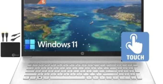 2022 Newest HP 17.3″ HD+ Touchscreen Laptop Computer, Hexa-Core AMD Ryzen 5 5500U (Upto 4.0GHz, Beats i7-1065G7), 12GB RAM, 1TB HDD, WiFi, HDMI, USB-C, Bluetooth, Windows 11+MarxsolCables