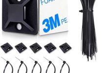 4/5″ 100 Pack Zip Tie Mount With Cable Ties,Self Adhesive-backed Mounts For Wire Holder , Black Cable Management Clips Wall Anchors