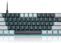 60 Percent Mechanical Gaming Keyboard, Gray&Black Mixed Color Keycaps Gaming Keyboard with Red Switches, Detachable Type-C Cable Mini Keyboard with Powder Blue Light for Windows/Mac/PC/Laptop