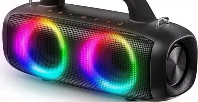 70W Loud Bluetooth Speaker, Uoudio IP67 Waterproof Wireless Speakers with RGB Lights, Rich Bass, 360° Stereo Sound, Built-in Mic Port,12H Playtime, Portable Bluetooth Speakers for Outdoor Party Beach