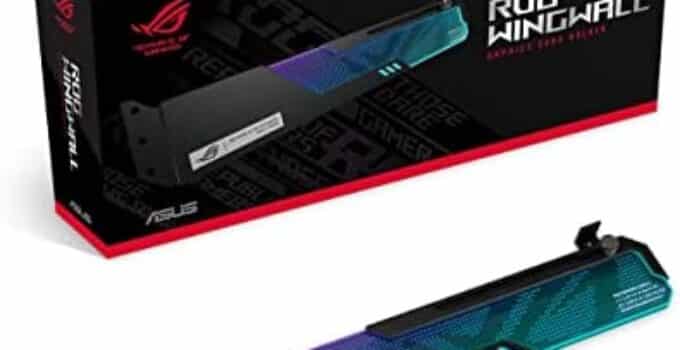ASUS ROG Wingwall Graphics Card Holder – Easily Adjustable, Aura Sync RGB Lighting, Aluminum Structure, Customizable Acrylic Plate, Universal GPU Support