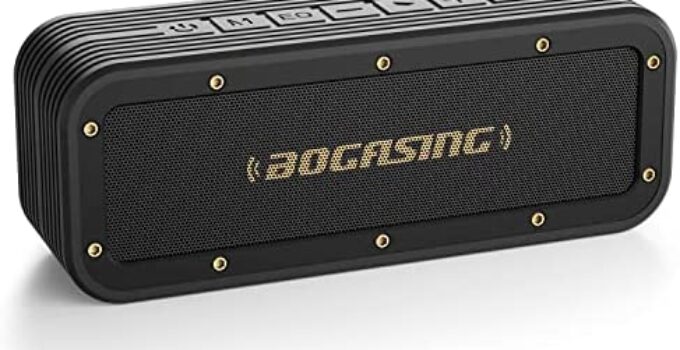 BOGASING M4 Bluetooth Speakers, Wireless Portable Speaker with 40W Subwoofer and Loud Stereo Sound, IPX7 Waterproof, Bluetooth 5.0, TWS, DSP Technology, Built-in Mic, for Home Outdoor Pool Party