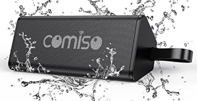 COMISO IPX7 Waterproof Bluetooth Speakers with 10W Loud Sound, 24H Playtime, 100Ft Wireless Range, Support Handsfree Call, TF Card, Portable Outdoor Speaker for Travel Camping Hiking (Upgraded)