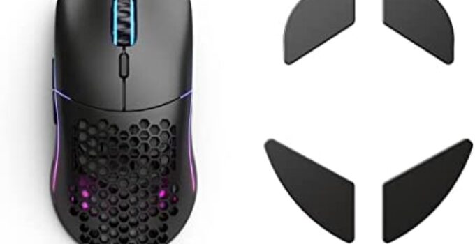 (Mouse + Ceramic Feet) Glorious Model O- (Minus) Wireless Gaming Mouse (Matte Black) + Glorious PC Gaming Mice Feet – Skates & Floats for Model O/O-(Minus) – Polished Ceramic Feet (Bundle)