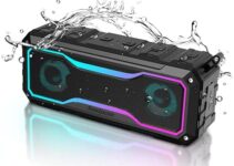 Portable Bluetooth Speaker, Soundynamic Twinkle Wireless Speaker with APP Control, Low Bass, IPX7 Waterproof, True Wireless Stereo Pairing, Mixed Colors Lights for Outdoor, Home, Party, Beach, Travel