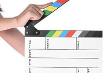 Professional Movie Directors Clapboard, Photography Studio Video TV Acrylic Clapper Board Dry Erase Film Slate Cut Action Scene Clapper with Color Sticks 9.6×11.7 inch/25x30cm, White