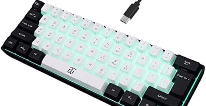 Snpurdiri 60% Wired Gaming Keyboard, RGB Backlit Ultra-Compact Mini Keyboard, Waterproof Small Compact 61 Keys Keyboard for PC/Mac Gamer, Typist, Travel, Easy to Carry on Business Trip(Black-White)