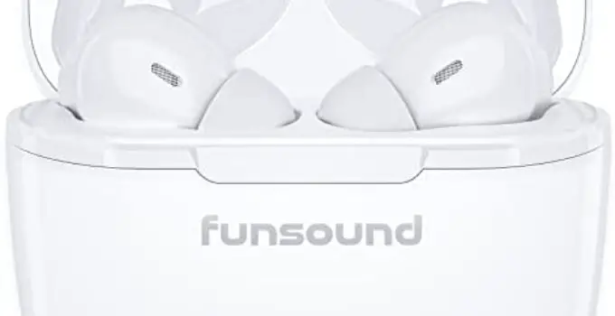 Wireless Earbuds, FUNSOUND Bluetooth Headphones with 4 Mics IPX7 Waterproof 38H Playtime Bluetooth Earbuds Noise Cancelling Stereo Earphones, Touch Control in-Ear Headset for iPhone Android, White