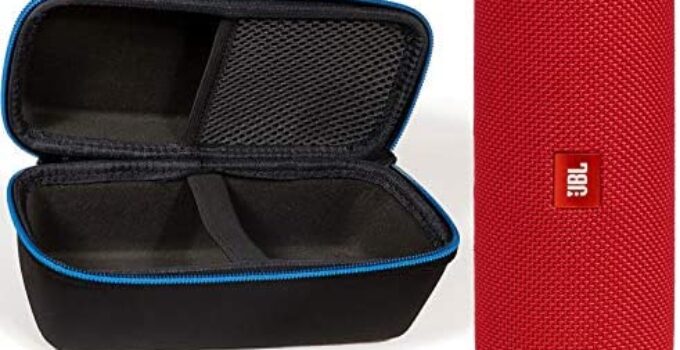 JBL Flip 5 Waterproof Portable Wireless Bluetooth Speaker Bundle with divvi! Protective Hardshell Case – Red