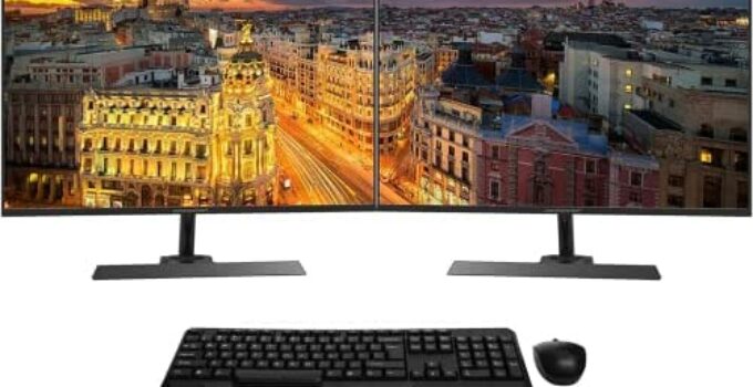 Packard Bell AirFrame 24 inch Ultra Slim Bezel Desktop Monitor, 2 Pack & Wireless Keyboard and Mouse Combo FHD 1920 x 1080p, 60 Hz, 5 Ms, VESA Mounting, Tilt Adjustment, HDMI and VGA Home and Office
