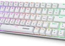 60% Wired RGB Gaming Keyboard, E-YOOSO Z686 Compact Mechanical Keyboard with Customizable RGB Backlit, Clicky Blue Switches, 68 Keys Hot Swappable, Double-Shot Keycaps, White