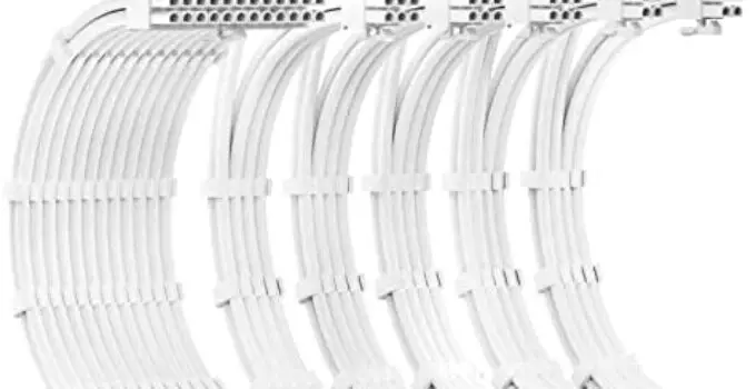 ABNO1 PSU Cable Extension Kit 30CM Length with Cable Combs,1x24Pin/2x8Pin(4+4) EPS/3x8Pin(6P+2P) PCI-E/PC Sleeved Cable for ATX Power Supply,White