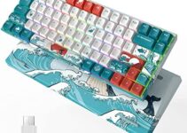 COSTOM XVX M84 Wireless/Wired Mechanical Keyboard, Compact 84 Keys Hot Swappable Gaming Keyboard, N-Key Rollover RGB Backlit Custom Keyboard for Windows Mac PC Gamer (Coral Sea, Gateron Yellow Switch)