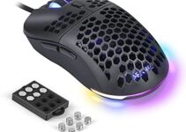 Lightweight Wired Gaming Mouse with Lightweight Honeycomb Shell with 7 Button RGB Backlit 16000 DPI Optical Sensor Ultralight Ergonomic 30G Honeycomb Shell Ultraweave Cable for PC Xbox PS4 Gamer