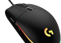 Logitech G203 LIGHTSYNC Wired Gaming Mouse, 8,000 DPI, Rainbow Optical Effect RGB, 6 Programmable Buttons, On-Board Memory, PC/Mac Computer, Laptop Compatible – Black (Renewed)