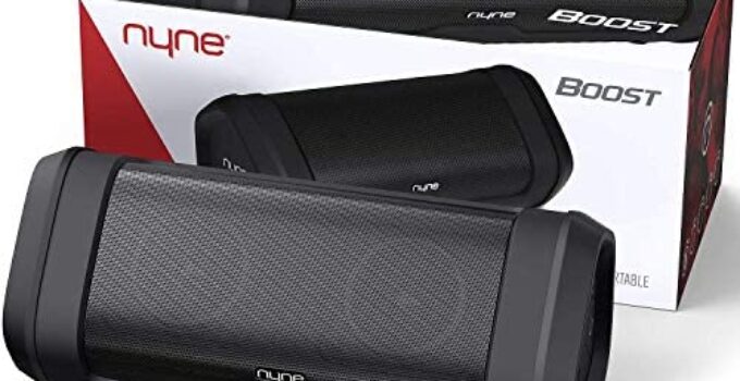 NYNE Boost Portable Waterproof Bluetooth Speakers with Premium Stereo Sound – IP67, 20 Hours Play-time, 100 ft Range, Built-in Power Bank and Mic, True Wireless Stereo, Loud Wireless Speaker…