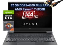 New DDR5 4800Mhz – HP Victus 16.1″ IPS Gaming Laptop – AMD Ryzen 7 6800H (The Most Powerful Ryzen7) – GeForce RTX 3050 Ti – 144Hz – Windows 11 – Type C – B&O w/HDMI ( 32GB DDR5 | 1TB PCIe SSD)