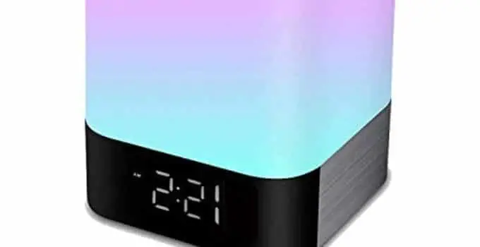 Night Light Bluetooth Speaker, Alarm Clock Wireless Bluetooth Speaker MP3 Player, Touch-Control Dimmable Multi-Color Changing Bedside Lamp, USB Flash Drive/MicroSD/AUX Support