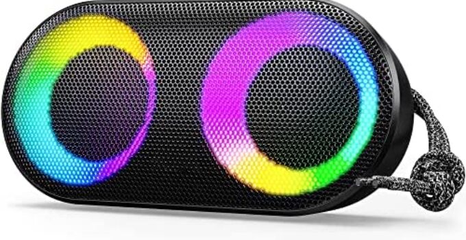 Portable Bluetooth Speakers with Lights, MIATONE Wireless Speakers with Powerful Sound & Bass, IPX7 Waterproof, Bluetooth 5.3, 24H Playtime, TWS Pairing Speaker Birthday Gifts for Women Men Girls Boys