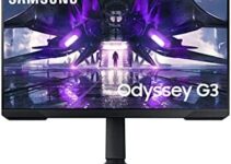 SAMSUNG 27” Odyssey G30A Gaming Computer Monitor, FHD LED Display, 144Hz, 1ms, FreeSync Premium, Adjustable, Borderless Design (LS27AG302NNXZA), Black