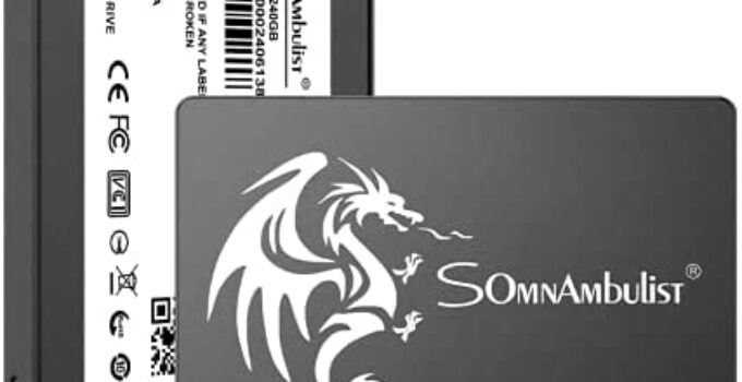 Somnambulist SSD 240GB 2.5″ 7mm(0.28″) SATA III 6Gb/s Internal Solid State Hard Drive 3D NAND Up to 520Mb/s for Laptop and Pc (240gb Black Dragon)