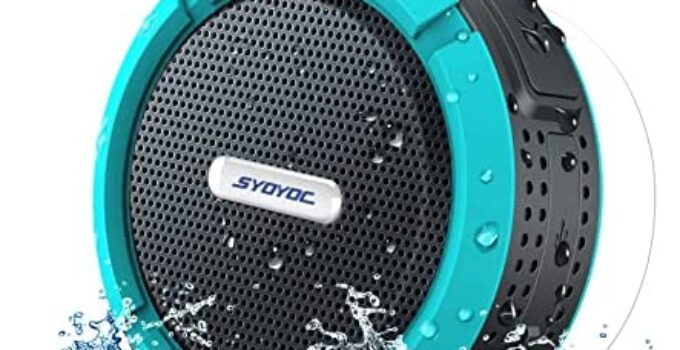 Waterproof Bluetooth Speaker, SYOYOC Bluetooth Shower Speaker Loud Stereo Sound, Shower Speakers Bluetooth Wireless with Clip & Suction Cup, Small Portable Speakers Wireless for Bathroom, Bike, Kids