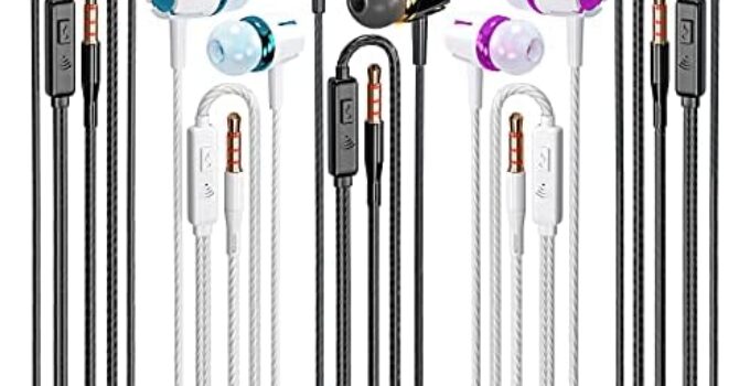 Wired Earbuds 5 Pack, Earbuds Headphones with Microphone, Earphones with Heavy Bass Stereo Noise Blocking, Compatible with iPhone and Android Devices, iPad, MP3, Fits All 3.5mm Interface Devices