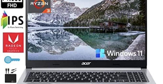2022 Newest Acer Aspire 5 Slim 15.6″ FHD IPS Laptop, Quad-Core AMD Ryzen 3 3350U (Upto 3.5GHz,Beat i5-7200U), 8GB DDR4 RAM, 256GB SSD,WiFi 6, Backlit KB, Fingerprint Reader, Windows 11+MarxsolCables