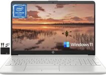 2022 Newest HP 15.6″ HD Laptop, Intel Quad-core Celeron N4120 Processor (Upto 2.6GHz), 8GB RAM, 128GB SSD, HD Webcam, Wi-Fi 5, Bluetooth, 10+ Hours Battery, Fast Charge, Windows 11 S+MarxsolCables