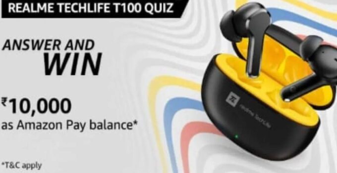 Amazon Realme TechLife T100 Quiz Answers: Win Rs. 10,000