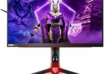 AOC Agon Curved Gaming Monitor 49″ (AG493UCX), Dual QHD 5120×1440 @ 120Hz, VA Panel, 1ms 120Hz Adaptive-Sync, 121% sRGB, Height Adjustable, 4-Yr Zero Dead Pixels Manufacturer Guarantee