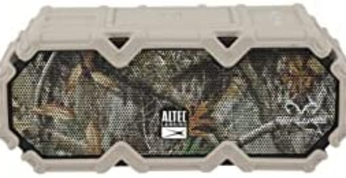 Altec Lansing x Real Tree IMW580 Portable Rugged Bluetooth Speaker Qi Wireless Charging, 20 Hours of Battery, Heavy Duty, Waterproof, LED Lights, 100FT Wireless Range and Voice Assistant