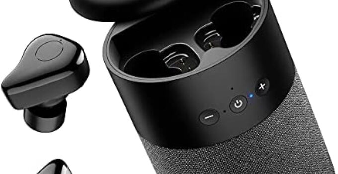 Bluetooth Speaker with Earbuds 2 in 1, Portable Small Speakers Bluetooth Wireless with Subwoofer, 360 Surround Stereo Sound Built-in Mic, 12 Hrs Long Battery Life for Home, Party, Outdoor, Travel