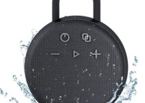 Bluetooth Speakers,MusiBaby Bluetooth Speaker,Outdoor,Portable,Waterproof,Wireless Speaker,Dual Pairing,Bluetooth 5.2,Loud Stereo,Booming Bass,1500 Mins Playtime for Home,Party(Black, M77)