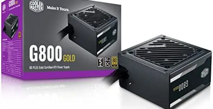 Cooler Master G800 Gold Power Supply, 800W 80+ Gold Efficiency, Intel ATX Version 2.52, Fixed Flat Black Cables Quiet HDB Fan, 5 Year Warranty