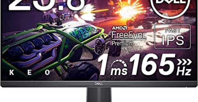 Dell 24-Inch 165Hz Gaming Monitor – Full HD 1920 x 1080 Display, 1ms Response Time, IPS, AMD FreeSync Technology, 99% sRGB Color Gamut, NVIDIA G-Sync Compatible, HDMI, DisplayPort, Black – G2422HS