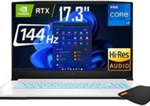Flash 17.3″ MSI Sword 17 Core i7-11800H Thin Bezel 144Hz Full HD IPS-Level Gaming Laptop NVIDIA GeForce RTX 3050Ti Max Performance Wi-Fi 6 White W/Mouse Pad (32GB RAM | 2TB PCIe SSD)