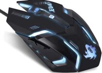Gaming Mouse Wired, USB Optical Computer Mice with RGB Backlit, 4 Adjustable DPI Up to 2400, Laptop PC Mouse for PC& Mac E- Sports Gamers (Black)