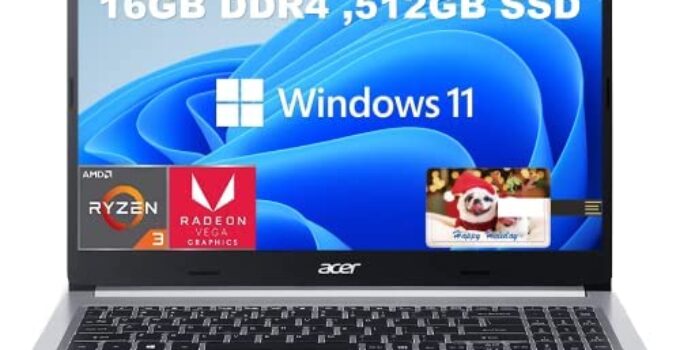 Newest Acer Aspire 5 15.6″ FHD Laptop Computer Ryzen 3 3350U Quad-Core Mobile Processor 16GB RAM 512GB SSD, Backlit KB, Fingerprint Reader, WiFi6, HDMI, Windows 11 S Model , E.S 32GB USB Card