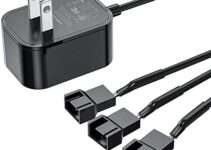 PC Fan Adapter, DC Power Supply Fan Splitter Cable, DC Female to 3 x 3/4 Pin