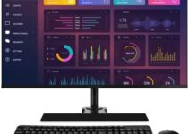 Packard Bell AirFrame 24 inch Ultra Slim Bezel Desktop Monitor, Wireless Keyboard and Mouse Combo, FHD 1920 x 1080p, 60 Hz, 5 MS, VESA Mounting, Tilt Adjustment, HDMI and VGA for Home and Office Use
