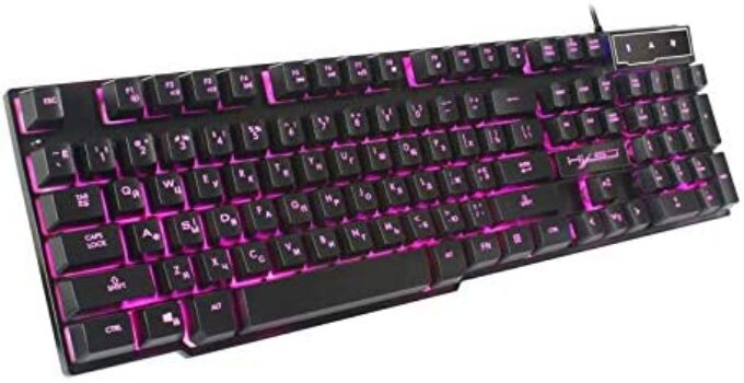 R8 Wired Gaming Keyboard 104Keys Russian/English Keybboard 3 Colors Led HI5