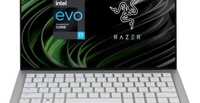 Razer Book 13 Laptop: Intel Core i7-1165G7 4 Core, Intel Iris Xe, 13.4″ FHD+Touch (1920×1200), 16GB RAM, 512GB PCIe M.2 – CNC Aluminum – Chroma RGB – Thunderbolt 4- Intel Evo Certified- Mercury White
